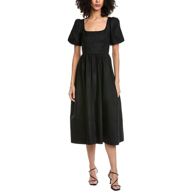 Femme Society Womens Short Sleeve Midi Dress, Black